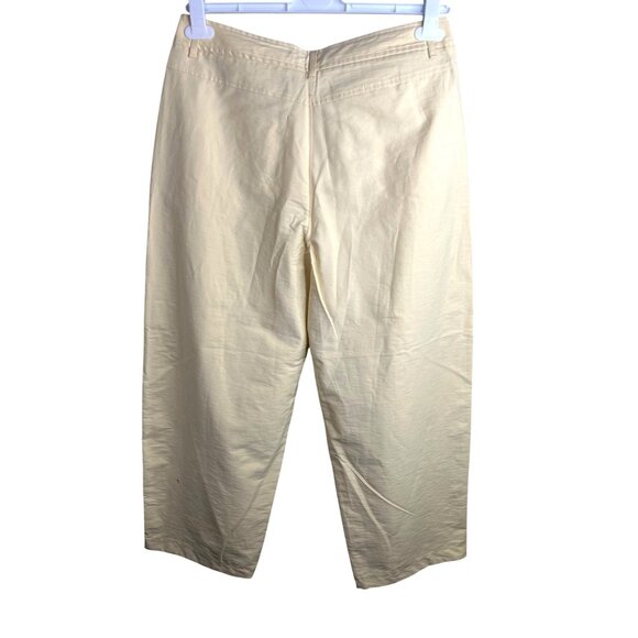 Zara Womens Barrel Leg Cream Cotton-Blend High-Waisted Pants Size Medium - Picture 2 of 10